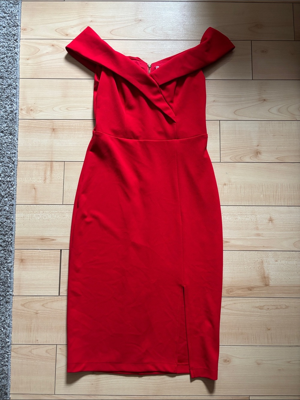 Red Off-Shoulder Midi Dress
